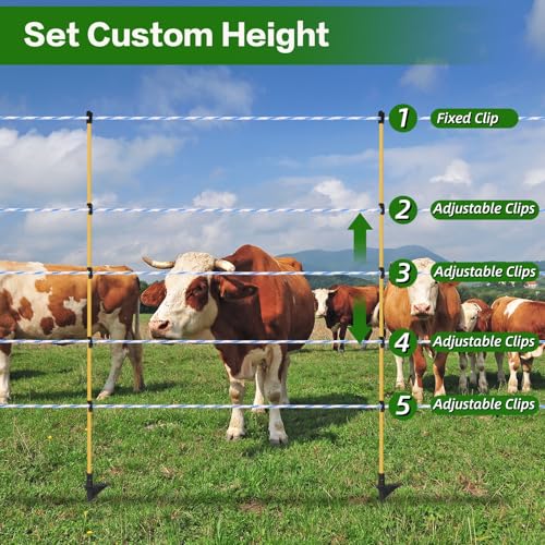 50Pcs 48in Fiberglass Step-in Electric Fence Posts