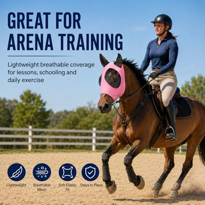 Sanwuta 12 Pcs Horse Fly Masks with Ears, Breathable Mesh UV Protection Horse Face Masks, Soft Elastic Comfortable Fit for Riding Outdoor Summer Supplies Bulk (Medium) - size: Medium