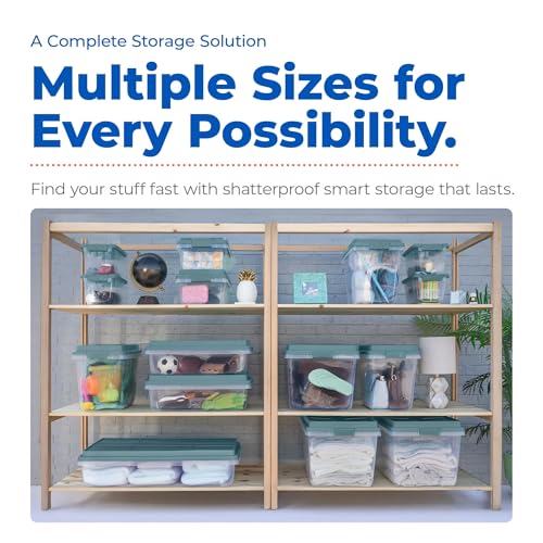 Hefty Hi-Rise Storage Bin with Lid, 18 Quart, Smoke Blue, 8 Pack | Stackable Plastic Container Tote for Home, Office, and Classroom Organization - size: 18 QT - 8 Pack