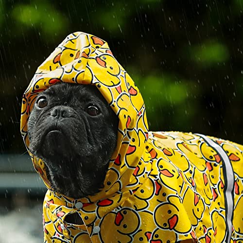 Fitwarm Funny Duck Dog Raincoat with Hood, Waterproof Rain Jacket for Small Dogs Boy Girl, Reflective Pet Poncho, Packable, Adjustable, Yellow, Small - color: Yellow, size: Small