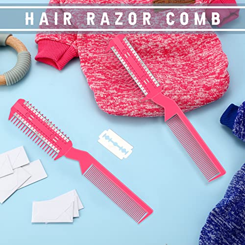 Yinkin 5-Piece Razor Comb for Dogs & Cats, Pink, Plastic & Stainless Steel, Small to Medium Dogs, 25 Extra Blades, Manual, Grooming & Trimming - color: Pink
