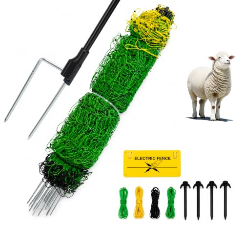 Electric Fence Netting, Electric Netting Fence 35.4"H x 164'L 2-Spike Posts - size: 35.4in H*164ft L