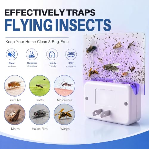 30 Pack Fly Traps Refill Cards Compatible with LFSYS Plug in UV Light Fly Trap, Sticky Refills Compatible with LFSYS, Fruit Flytrap Refills & Gnat Traps Refill for Indoor Flying Insects