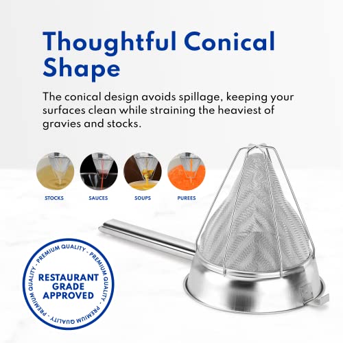 New Star Foodservice Chinois Mesh Strainer, Stainless Steel, Reinforced, Extra Fine Mesh, 10-Inch - size: 10-Inch