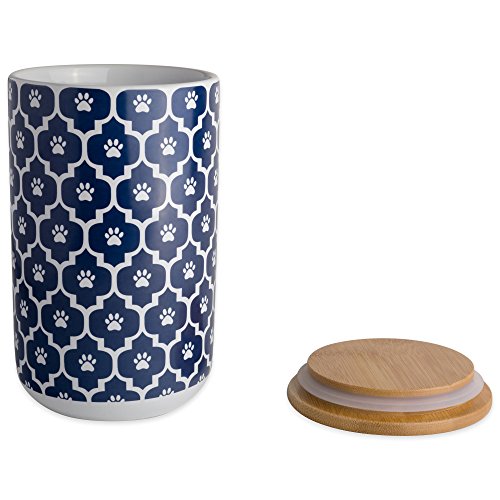 Bone Dry Lattice Collection Pet Bowl & Canister, Treat Canister, 4x6.5", Nautical Blue - color: Nautical Blue, size: Treat Canister, 4 x 6.5 in (Pack of 1)