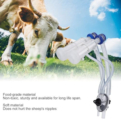 GLOGLOW Goat Milking Cluster, Sheep Milking Kit with Milker Claw Assembly for Mobile Milking Machine Teat Cup Milk Collector for Farm Animals