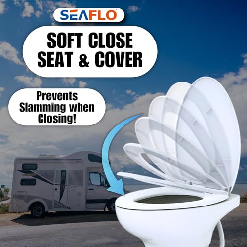 SEAFLO Porcelain RV Toilet with Sprayer Attachment - Elongated Bowl 19” Inch Residential Height, Gravity Flush, Foot Pedal Soft Close Seat Camper Motorhome Easy Install 4 -year Warranty SFRTCH-02-02 - color: White (Ceramic Bowl with Sprayer)