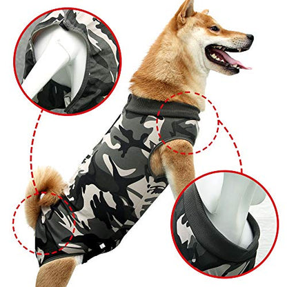 Dog Recovery Suit Abdominal Wound Puppy Surgical Clothes Post-Operative Vest Pet After Surgery Wear Substitute E-Collar & Cone(S, Camouflage) - color: Camouflage, size: Small (Pack of 1)