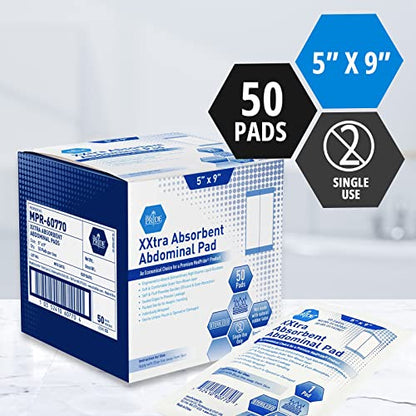 MED PRIDE Sterile Abdominal Pads,5x9 in,Latex-Free,Non-Adherent,50-Count
