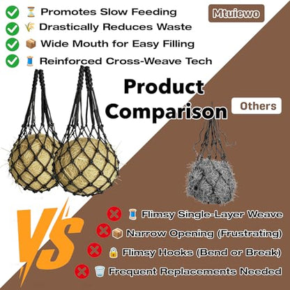 2 PCS Hay Net for Horses, 40" Slow Feed Hay Bag