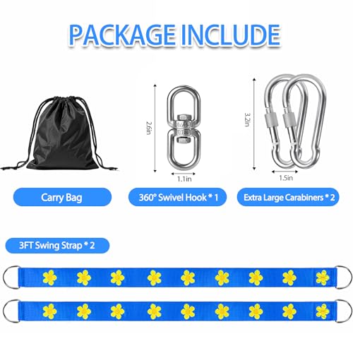 Safe Tree Swing Hanging Straps Kit, 3FT/10FT/15FT/20FT, Heavy Duty Holds 5500LBS Extra Long Adjustable Tree Swing Straps, Easy & Fast Way to Hang Any Swing or Hammock(3 FT) - color: Blue, size: 3FT