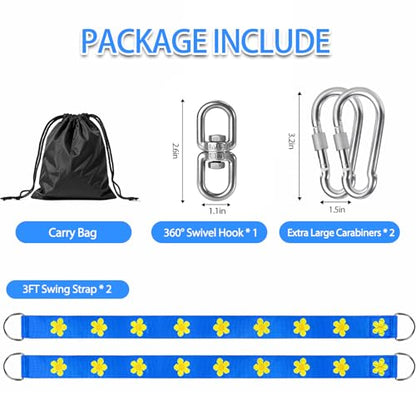 Safe Tree Swing Hanging Straps Kit, 3FT/10FT/15FT/20FT, Heavy Duty Holds 5500LBS Extra Long Adjustable Tree Swing Straps, Easy & Fast Way to Hang Any Swing or Hammock(3 FT) - color: Blue, size: 3FT