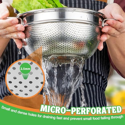 P&P CHEF 3 Quart Colander Strainer Stainless Steel Kitchen, 1PC