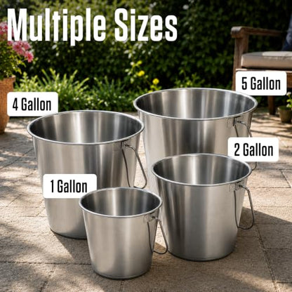 Grip Stainless Steel Bucket (2 Gallon) - Great for Pets, Cleaning, Food Prep - Hang on Fences, Cages, Kennels - Home, Garage, Workshop - size: 2 Gallon