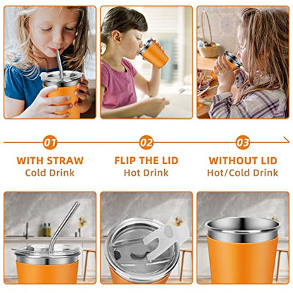 Kids Cups with Straws, 12oz Stacking Cups with 5 Colorful Silicone Sleeves - color: Blue/Orange/Red/Green/Purple