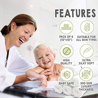 KeaBabies Baby Hair Brush and Baby Comb Set & Baby Washcloths - Wooden Baby Brush with Soft Goat Bristle - Bamboo Viscose Baby Towels and Washcloths