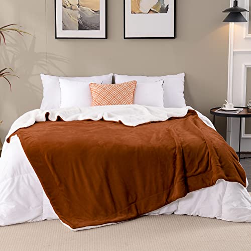 SOCHOW Sherpa Fleece Fall Throw Blanket, Caramel, 50x60 inches | Double-Sided Super Soft Luxurious Plush Blanket Throw Size - color: Caramel, size: 50"×60"