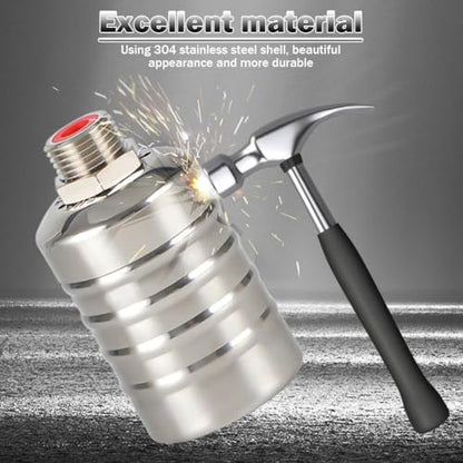 304 Stainless Steel Automatic Float Valve - Fully Automatic Water Level Control, 1/2'' to 3/4'' for Tanks, Pools, Livestock Troughs