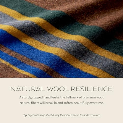 Pendleton Yakima Camp Blanket Full Queen 90" x 90" - Wool Cotton - color: Mineral Umber, size: Queen