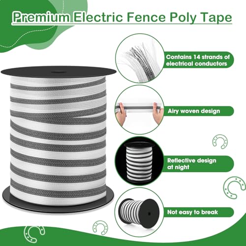 2 Pcs Electric Fence Tape Polytape, 500 Feet X 2 Inch,Black - color: Black