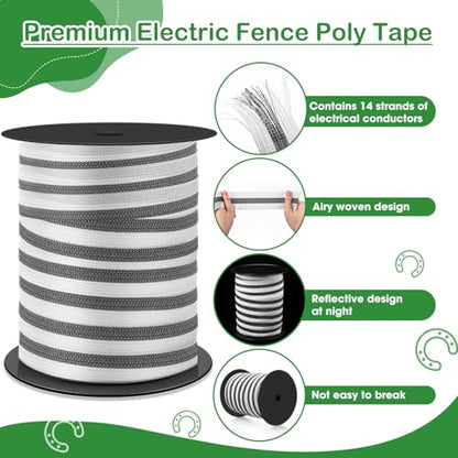 2 Pcs Electric Fence Tape Polytape, 500 Feet X 2 Inch,Black - color: Black