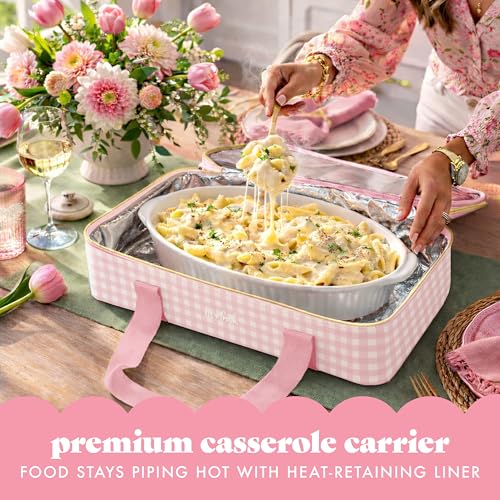 Fit & Fresh Insulated Double Decker Casserole Carrier for Hot & Cold Food - color: Pink Gingham