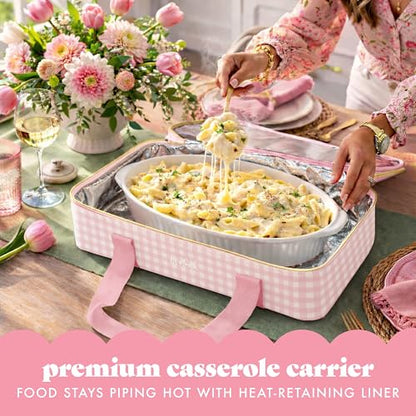 Fit & Fresh Insulated Double Decker Casserole Carrier for Hot & Cold Food - color: Pink Gingham