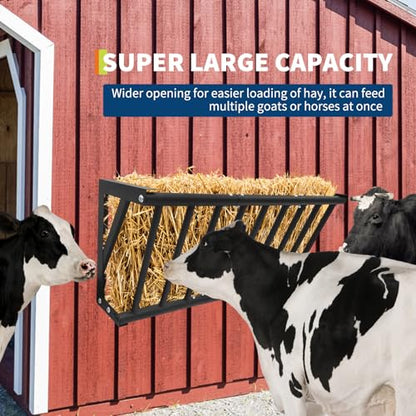 Wall Mounted Hay Feeder & Blanket Holder, 40" Heavy Duty Steel Hay Rack for Horse Stall, Goat Shed, Sheep Barn, 25 Gallons Large Capacity Feeder Organizer for Feeding and Storage - size: 40 inch