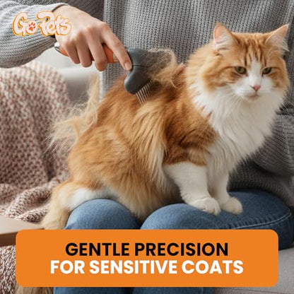 GoPets Double Row Dematting Rake Undercoat Deshedding Tool for Dogs & Cats - style: Double Row Dematting Comb
