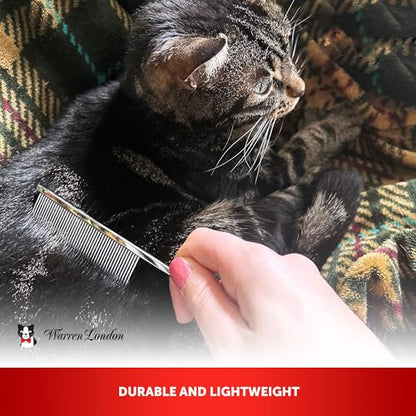 Warren London Precision Tail Comb made with Copper | 7 inches | Rounded Tips Prevent Irritation | Finishing and Fluffing Comb for Grooming Paws Face and Tail | Tear Stain Removal - style: Precision Tail Comb
