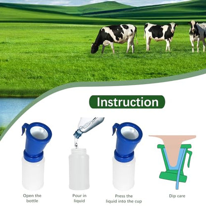 Teat Dip Cup - Non Reflow Design for Cow, Goat, Sheep - style: blue