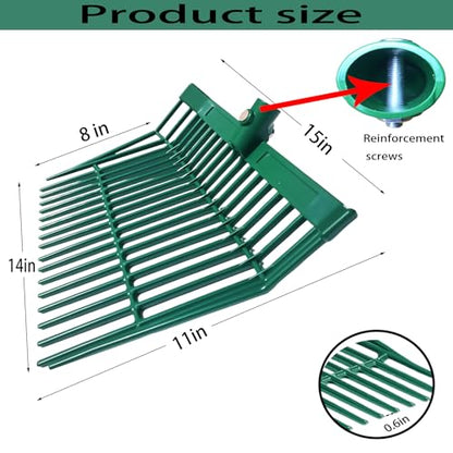 2 Green hay Fork Heads, 18-Tooth Manure Fork Replacement Head, ABS Plastic - color: Green