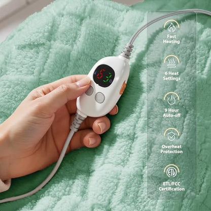 Templewet Heated Blanket Throw 50" x 60",Soft Electric Blanket,Green | Timer Settings,Auto Off,Sherpa Heated Throw Blanket,Machine Washable,Fast Heating for Sofa Bed Office Use,Gifts for Women - color: Sage Green