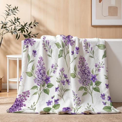 Lilac and Violet Blanket, Ultra-Soft Flannel Fleece Throw 60" x 80" - color: Lilac and Violet, size: 60"x80"