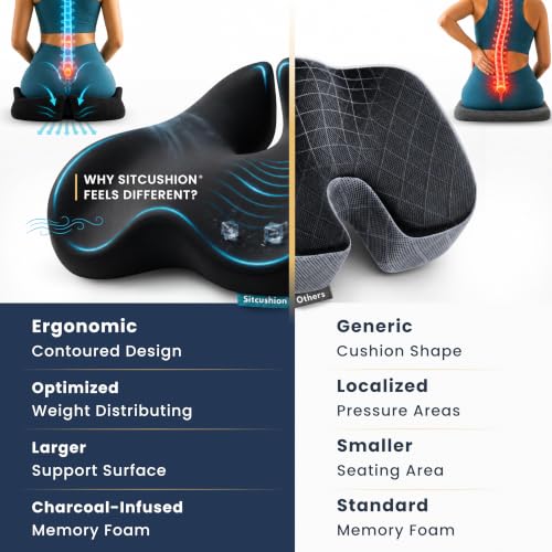 Cooling Seat Cushion for Tailbone Pain Relief, X Large Office Chair Cushion | Extra Large Cooling Office Chair Cushion and Coccyx Seat Cushion with a Breathable Cover to Ease Heat and Pressure (Black) - color: Cooling Black