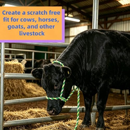 Rope Halter for Cattle, Goat, Sheep - 68.9in Polyester Braided Lead - color: Green