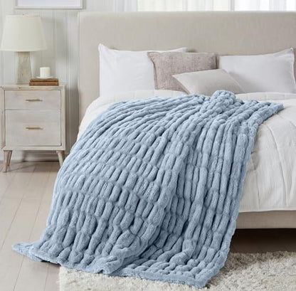Springtree Home Luxury Micro Plush Throw Blanket | Thick Faux Fur | Blue | Lily Collection | 50" x 60" | Blue Blanket | Ultra Plush - color: Powder Blue, size: 50" x 60" (Medium)