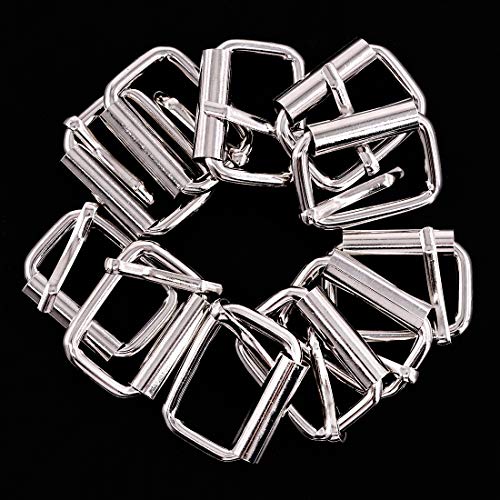 Swpeet 60Pcs 1 Inch / 25mm Heavy Duty Metal Ring Buckle Webbing Belts - color: Sliver, style: Metal Roller Buckles