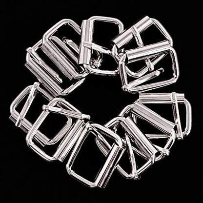 Swpeet 60Pcs 1 Inch / 25mm Heavy Duty Metal Ring Buckle Webbing Belts - color: Sliver, style: Metal Roller Buckles