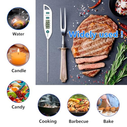 BOMATA Digital Water Thermometer for Liquid, Meat, Cooking, IPX7 Waterproof | Instant Read Food Thermometer, 5in Long Probe for Candle, Water, Meat, BBQ! T101 (White Color)… - color: White