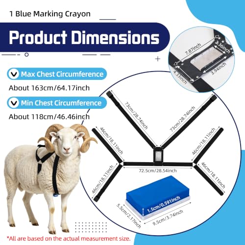 Ram Breeding Marking Harness &1 Marking Crayon for Goat Sheep,Blue | 1 Mating Crayon,Adjustable Nylon Strap,Quick-Release Buckle,Universal Fit | Rain-Resistant Marks,Livestock Management