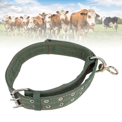 Cattle Collar, Nylon Thickened Heavy Duty Cow Show Collar with Metal Buckle and Traction Chain, Heavy Duty Cattle Show Collar Collar Thickened Neck Wrap for Horse Dog (Large Size)