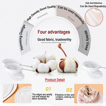 Ultra Fine Mesh Strainer Bags, Reusable 180 Mesh Steel Handle Frame for Filter NutMilk, Coffee, Milk, Butter, Juices and Fresh Cheese 【Ultra Dense-Diameter 7.48 Height 12.59】