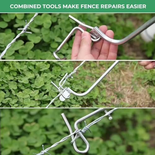Fence Wire Tightener - 1/6" Barb Wire Fence Tools 50 Packs for Repairing & Tightening Family Garden, Farm, Garden, Ranch, and Outdoor Fencing with Tighteners Handle