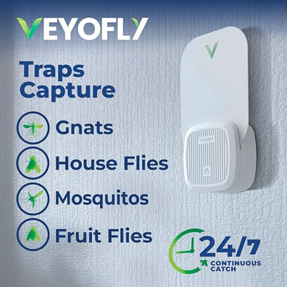 VEYOFLY Fruit Fly Traps Indoor Plug-in UV, Gnat Trap, 4 Device + 6 Refills - size: 4 Devices + 6 Refills