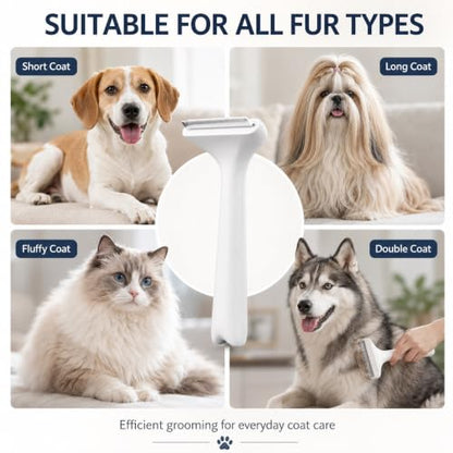 Pet Shedding Comb - Safe ABS Material Deshedding Brush, V-Shaped 1mm Close Teeth, Gentle on Skin, Effortlessly Removes Loose Undercoat & Prevents Matting, Suitable for All Fur Types