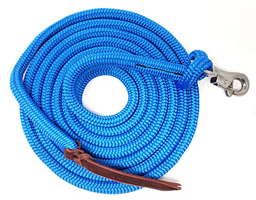 Double Braid Lead Rope with Eye Splice Loop, 12-14FT Lengths (Blue, 14 ft.) - color: Blue, size: 14 ft.