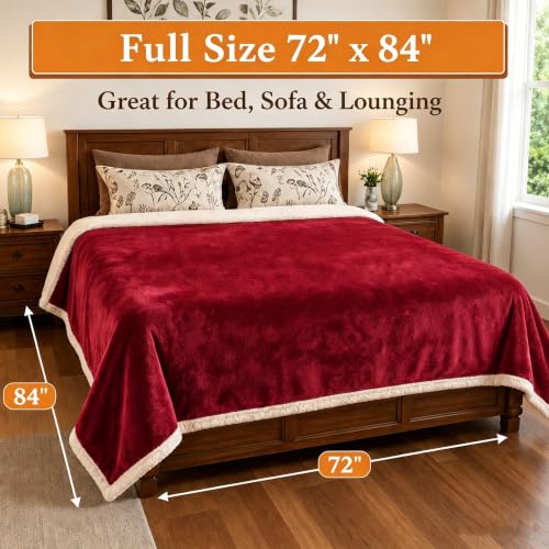 Electric Heated Blanket 72"×84" Full Size, Sherpa & Snuggly for Living Room, Sofa, Study, 4 Heat Settings & 10H Auto-Off, Energy Efficient, Machine Washable, Bright Red - color: 08-red, size: Full Size ( 72"x84" )