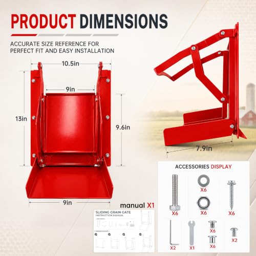 9x9 Inch Sliding Grain Gate with Detachable Chute, Heavy Duty Leak Proof Slide Gate Kit for IBC Tote, Grain Bin, Hopper & Farm Feed Storage Applications