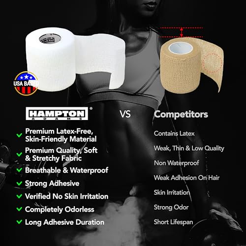 Hampton Adams Self Adhesive Bandage Wrap, Pet Safe, Cohesive Hold - color: White